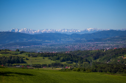 Zdjęcie przedstawiające panoramę z Librantowskiej Góry