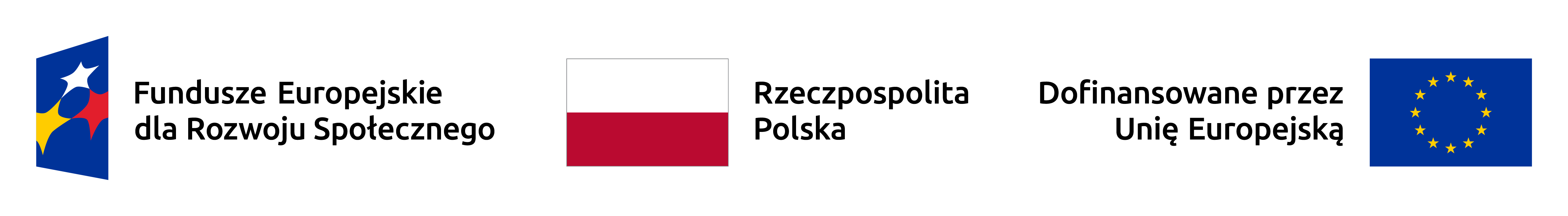 Pasek logotyp&oacute;w dot. dofinansowania z Unii Europejskiej - Fundusze Europejskie dla Rozwoju Społecznego